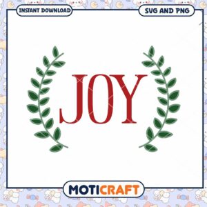 Joyful SVG Design with Green Laurel Leaves Downloadable Art