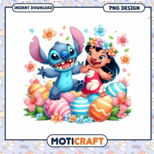 Stitch & Lilo Easter PNG Design