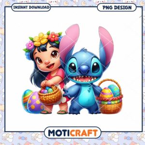 Option 1 (Focus on characters) Lilo Stitch Easter PNG Download