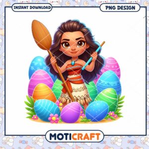 Option 1 (Focus on character) Moana Easter PNG Cute Cartoon Design