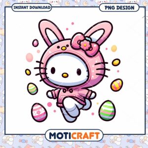 Option 1 (Focus on character) Hello Kitty Easter Bunny PNG