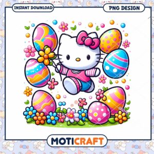 Option 1 (Focus on Character) Hello Kitty Easter PNG Cute Cartoon Design