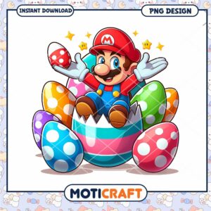 Mario Easter PNG Design Instant Download