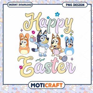 Happy Easter Colorful PNG Design for Kids Fun