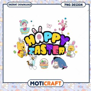 Happy Easter Cartoon Design PNG Instant Download