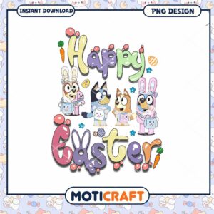 Happy Easter Bluey PNG Design