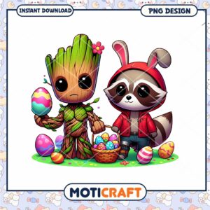 Groot & Rocket Easter PNG Download