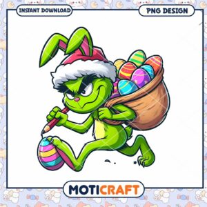 Green Easter Bunny PNG Design Instant Download