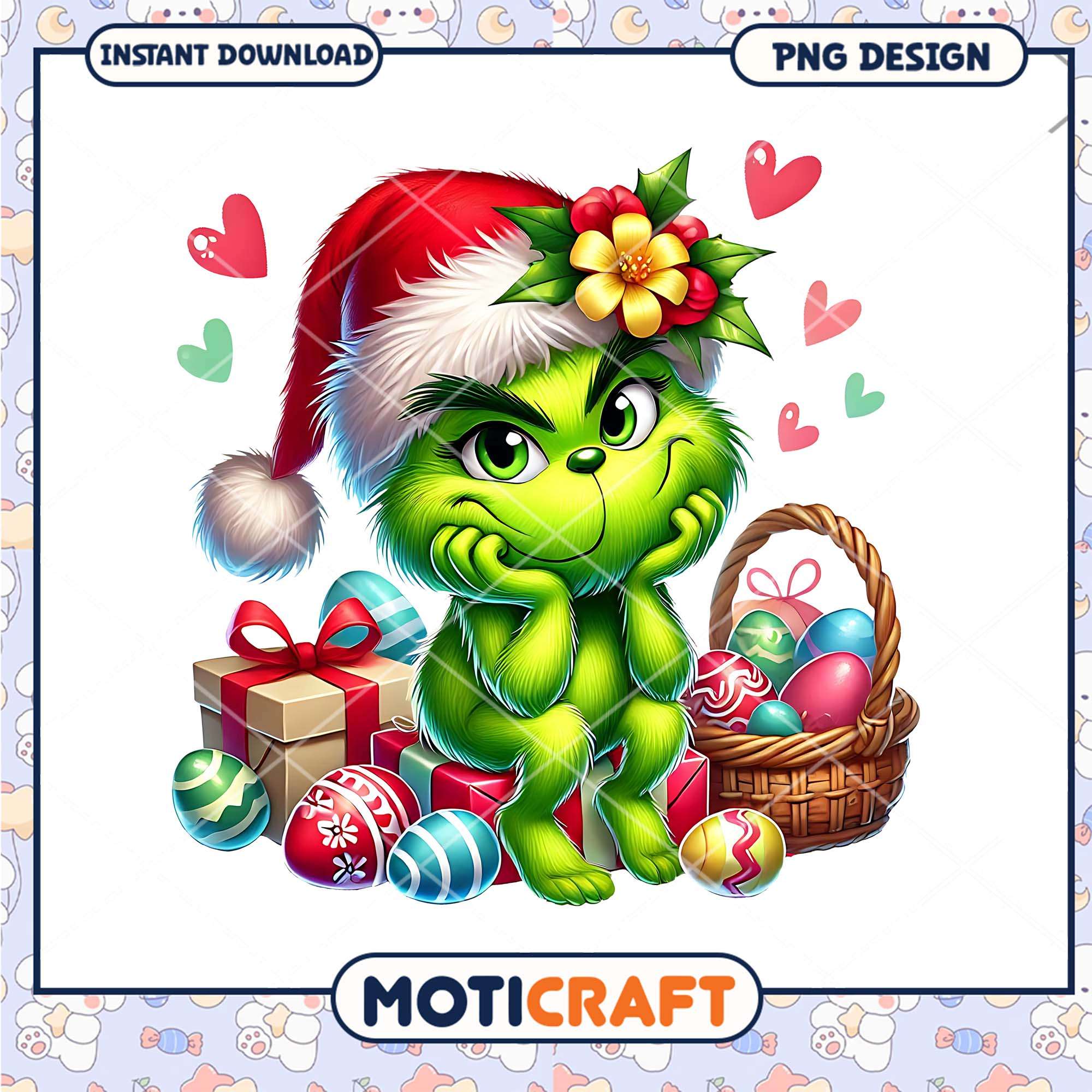 Grinch Easter PNG Design Instant Download Grinch Easter PNG Design Instant Download