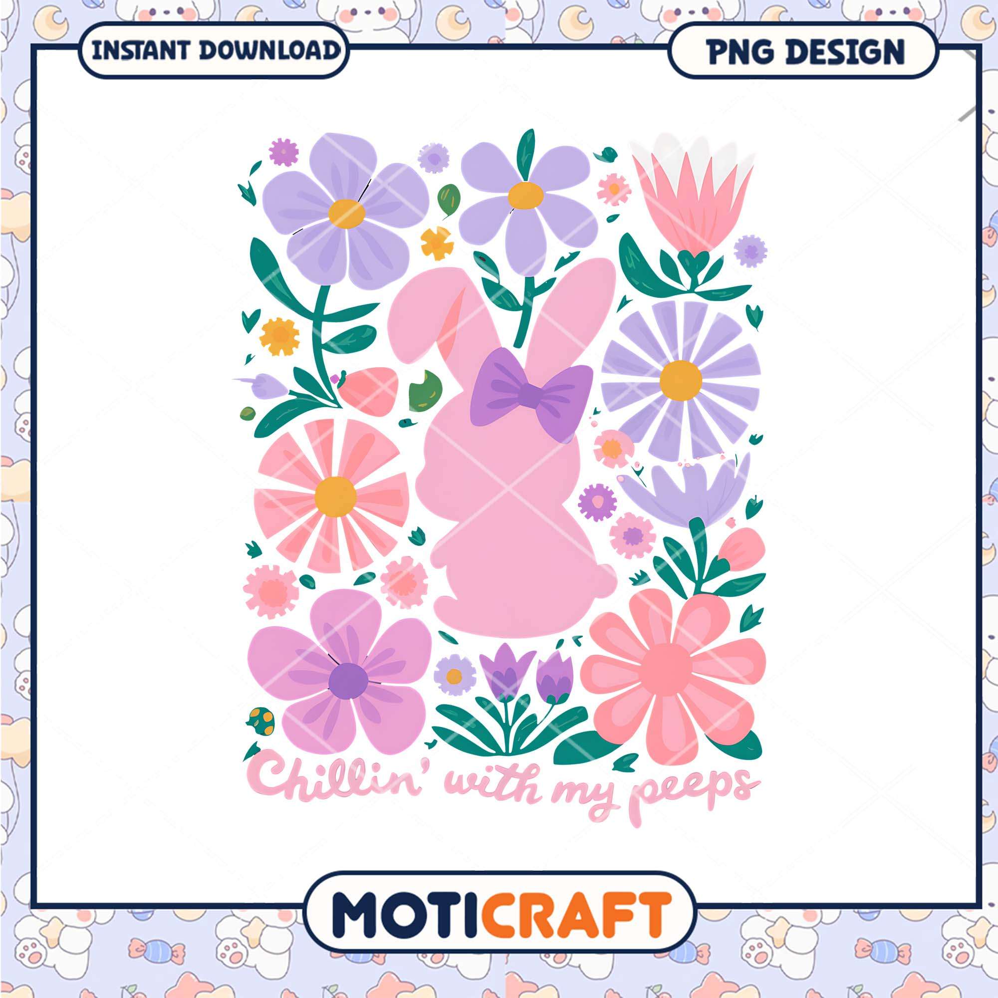 Floral Bunny PNG Instant Download Floral Bunny PNG Instant Download