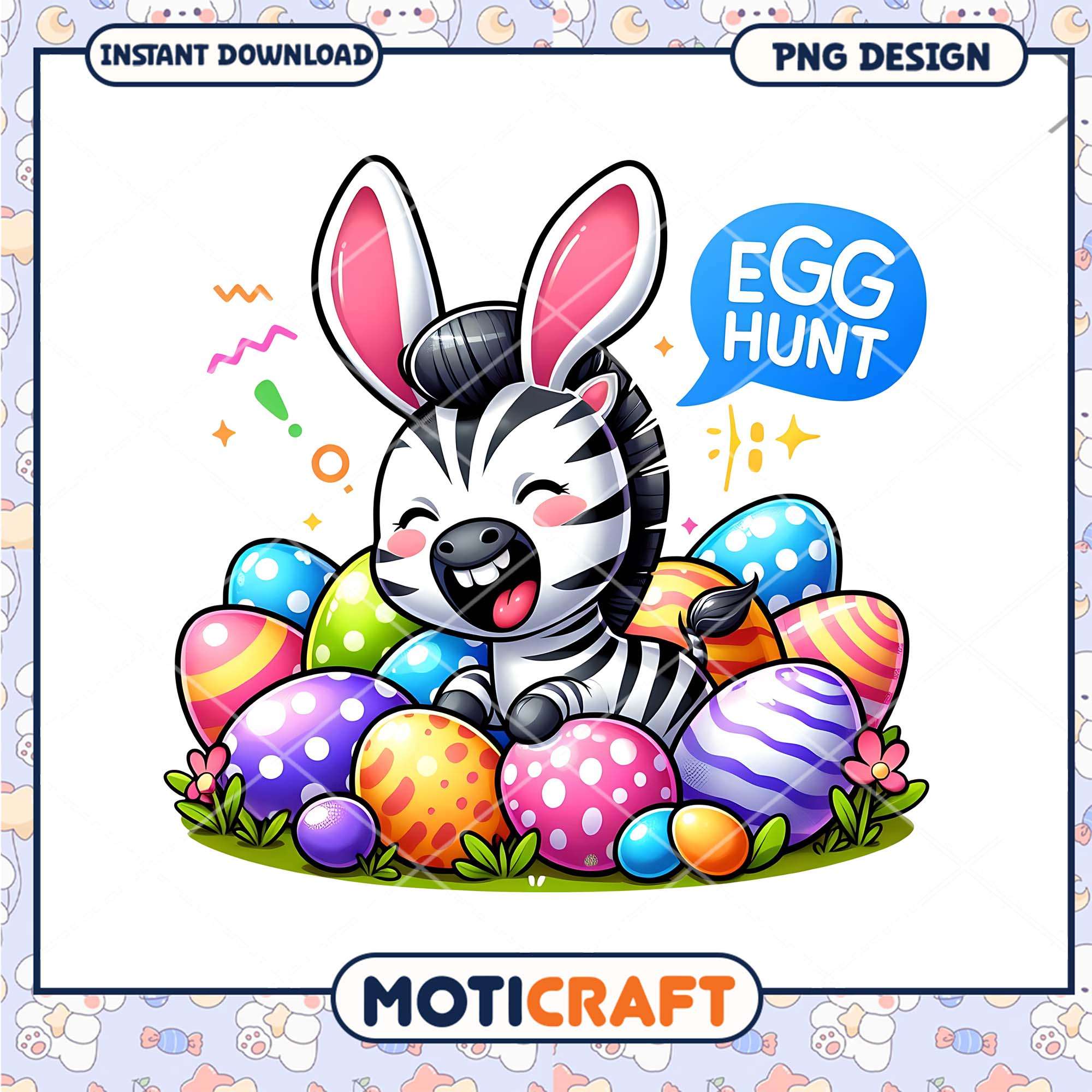 Easter Zebra PNG Cute Bunny Egg Hunt Design Easter Zebra PNG Cute Bunny Egg Hunt Design