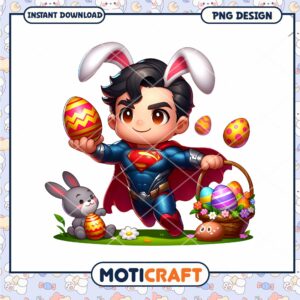 Easter Superman PNG Cute Bunny Superhero Design Easter Superman PNG Cute Bunny Superhero Design