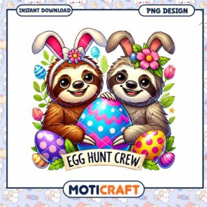 Easter Sloths Egg Hunt PNG Design