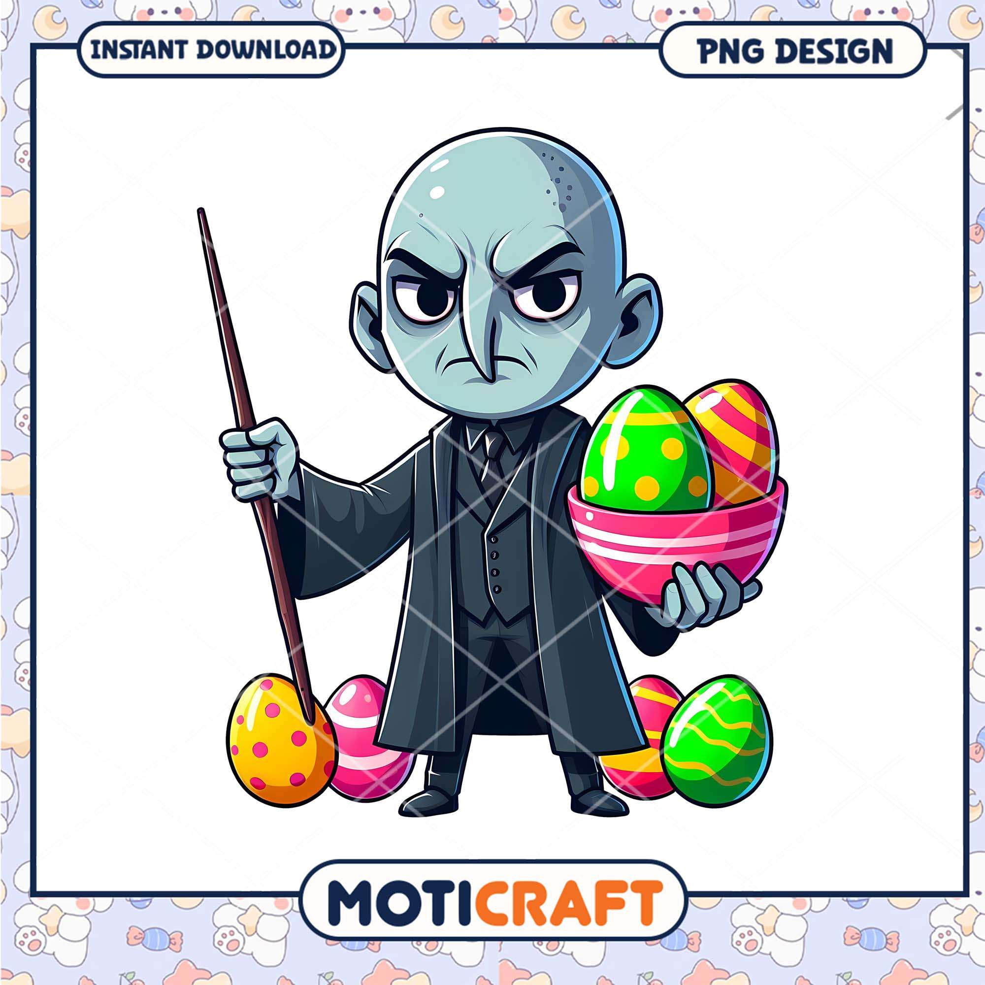 Easter PNG Cute Cartoon Character with Eggs Easter PNG Cute Cartoon Character with Eggs