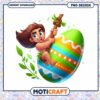 Easter PNG Cartoon Boy on Egg