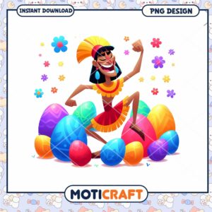 Easter PNG Cartoon Character with Eggs