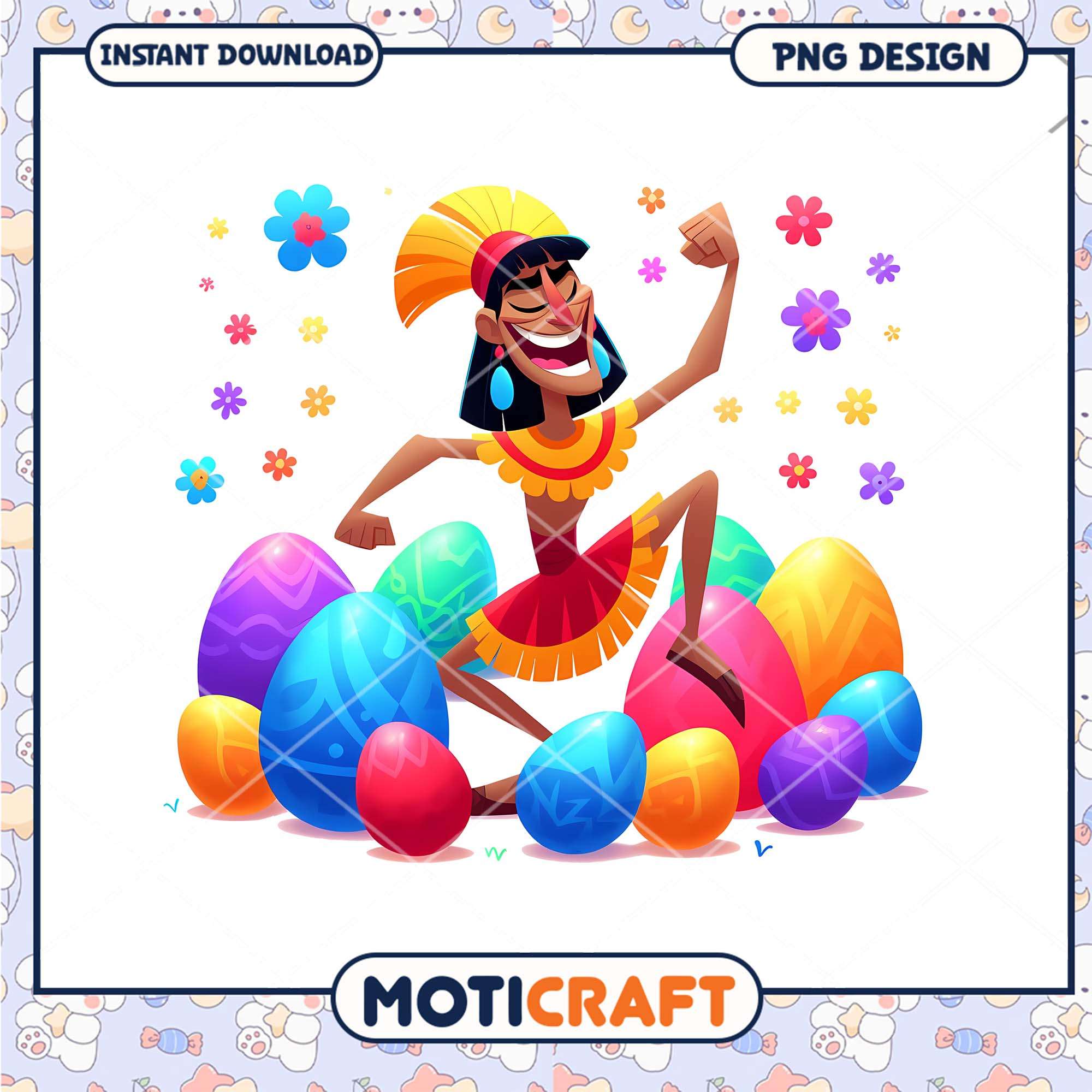 Easter PNG Cartoon Character with Eggs Easter PNG Cartoon Character with Eggs