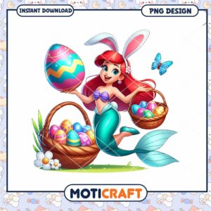 Easter Mermaid PNG Cute Bunny Girl Design