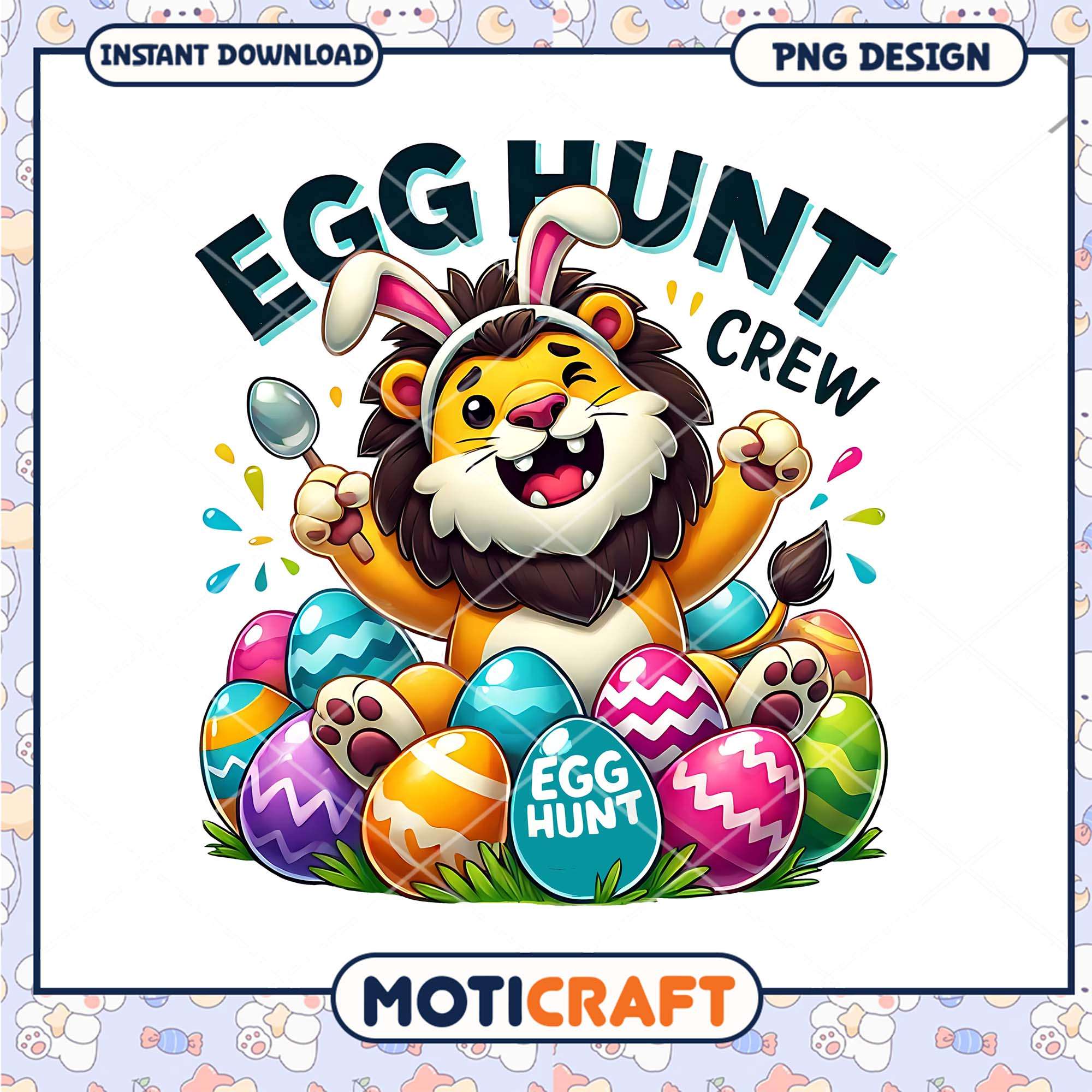 Easter Lion Egg Hunt PNG Design Easter Lion Egg Hunt PNG Design