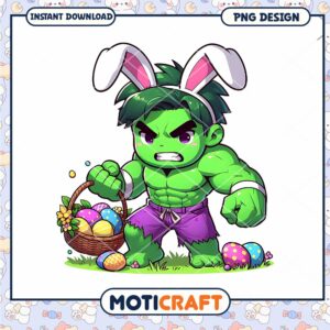 Easter Hulk PNG Cute Bunny Design