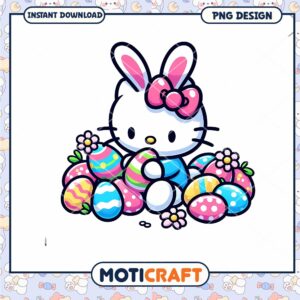 Easter Hello Kitty PNG Cute Bunny Design