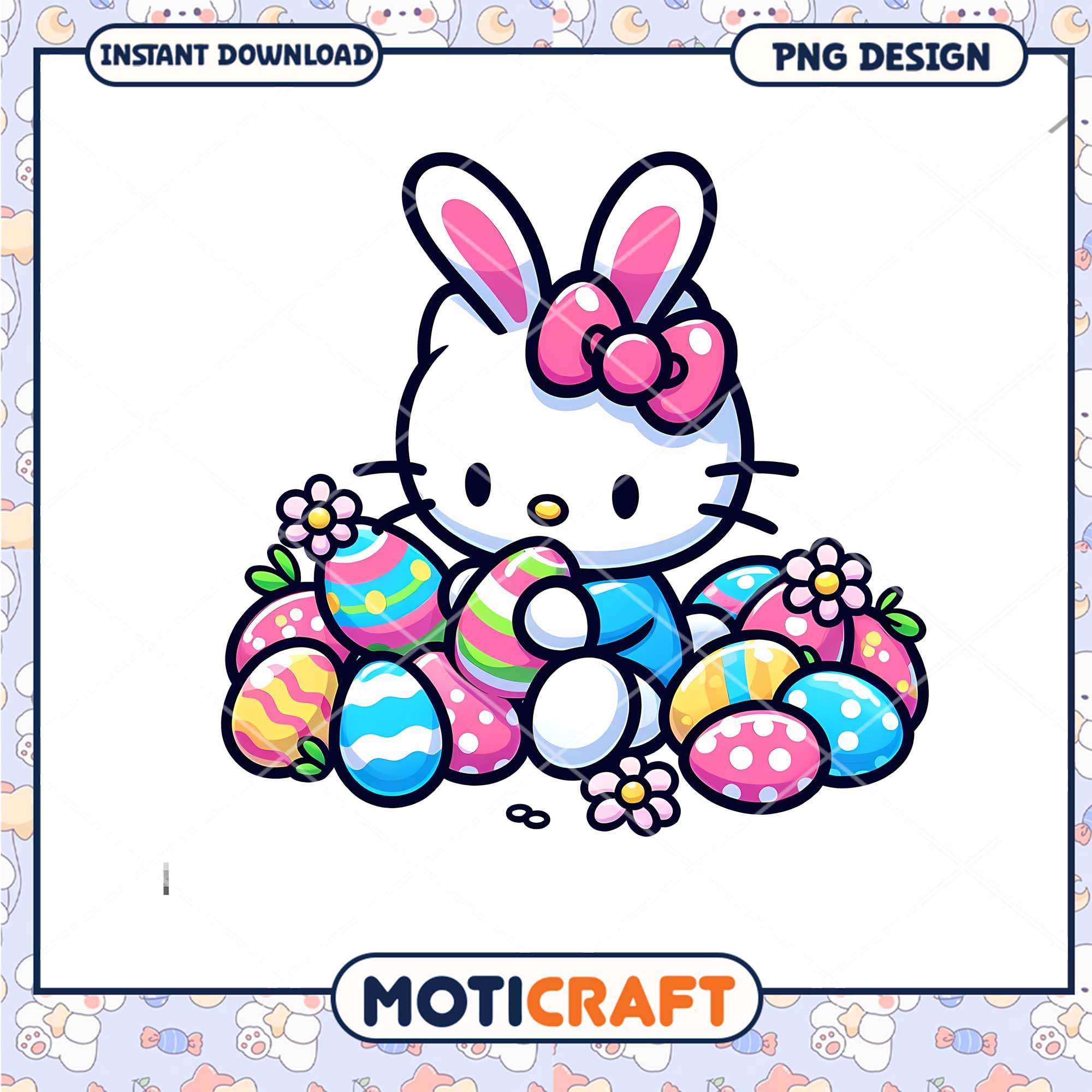 Easter Hello Kitty PNG Cute Bunny Design Easter Hello Kitty PNG Cute Bunny Design