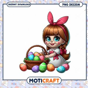 Easter Girl PNG Cute Cartoon Design