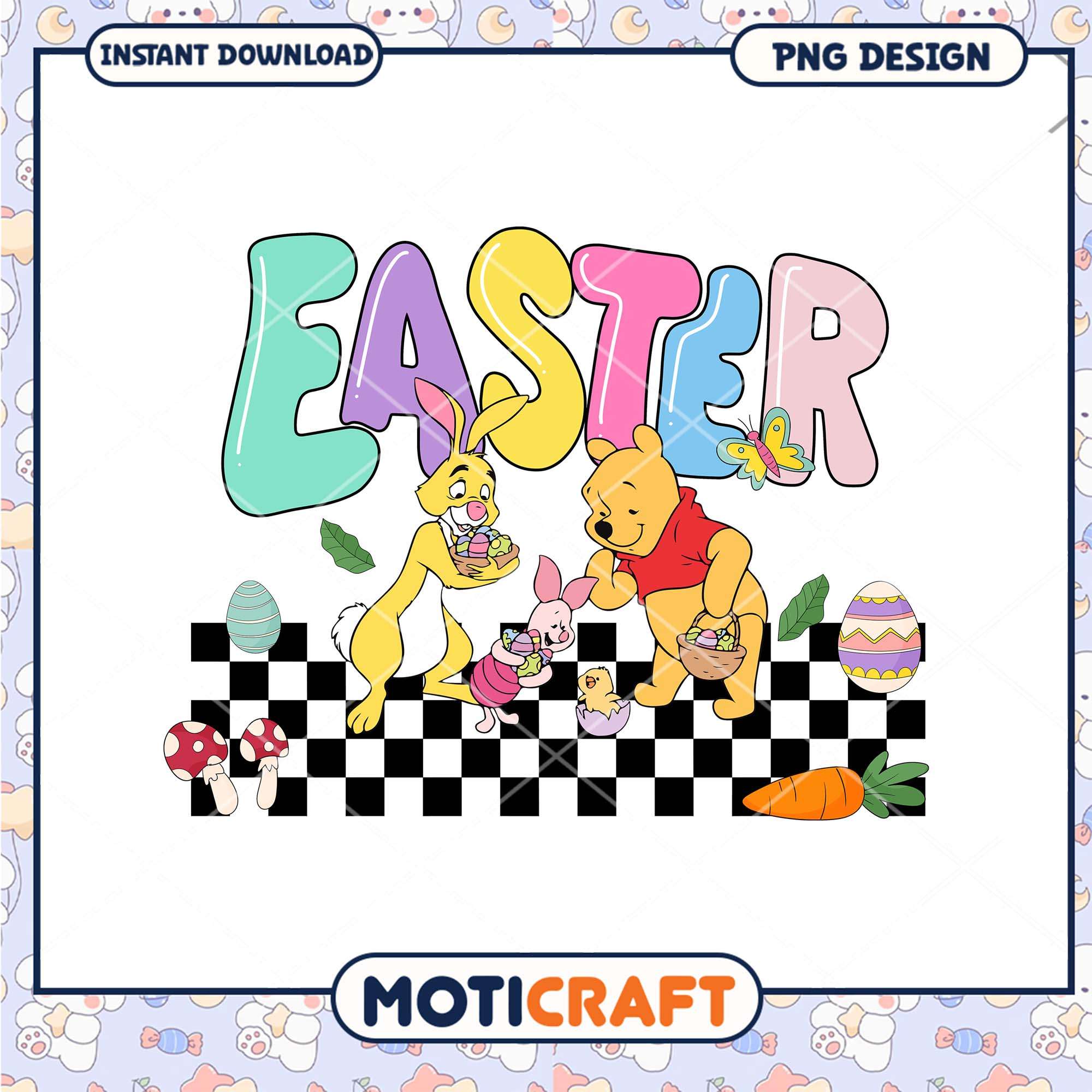 Easter Fun PNG Design with Cute Animal Characters Easter Fun PNG Design with Cute Animal Characters