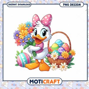 Easter Duck PNG Flowers & Eggs