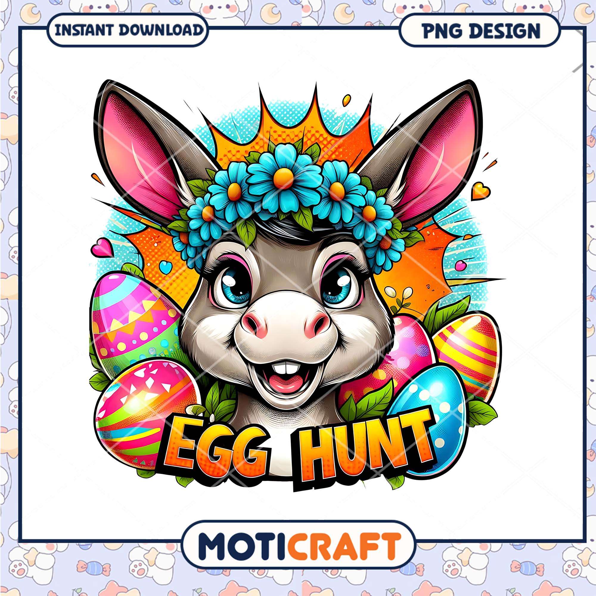 Easter Donkey Egg Hunt PNG Design Easter Donkey Egg Hunt PNG Design
