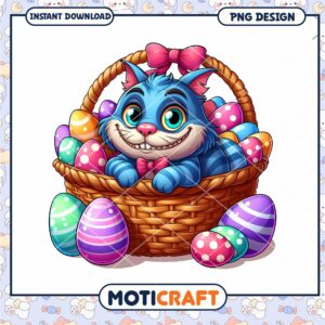 Easter Cat PNG Cute Bunny Basket Design