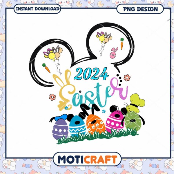 2024 Easter Mickey Mouse PNG Design